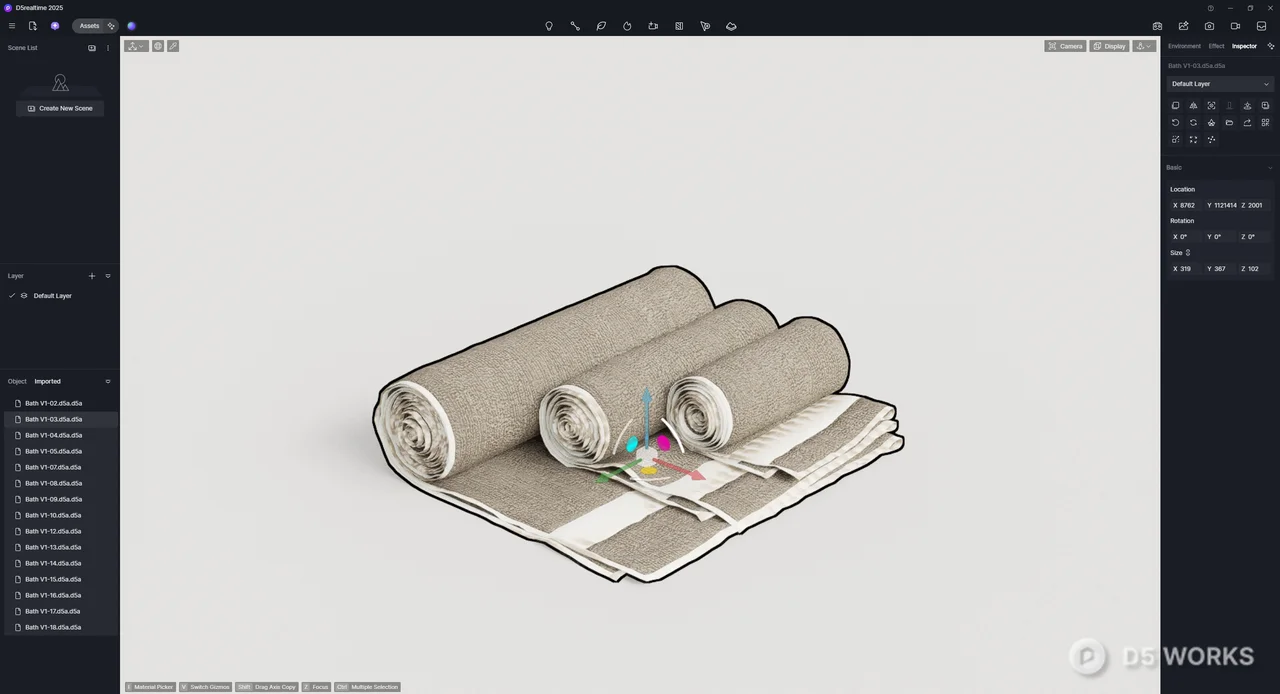 Rolled Towel On Marble Countertop 3d model thumbnail 2