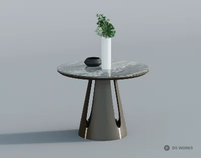 Marble Top Side Table With Sculptural Base 3d model - Image 1