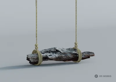 Rope-Suspended Driftwood Sculpture 3d model - Image 1