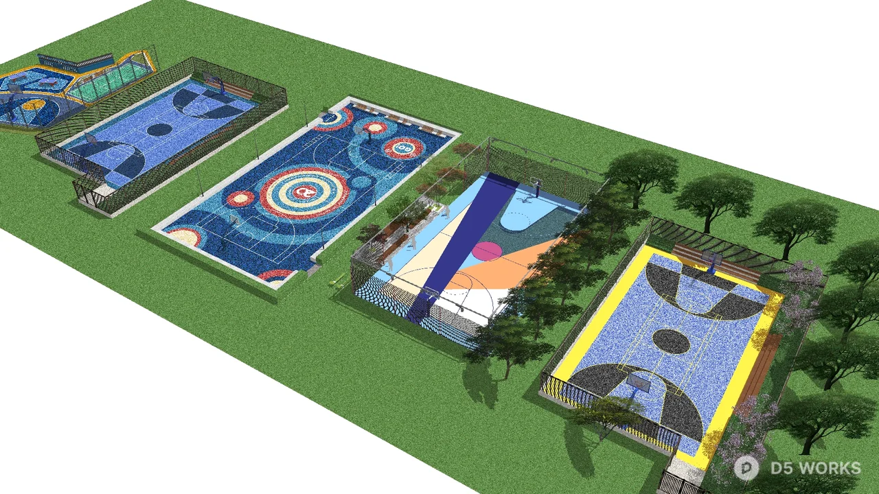 Urban Park With Themed Play Areas 3d model - Image 1
