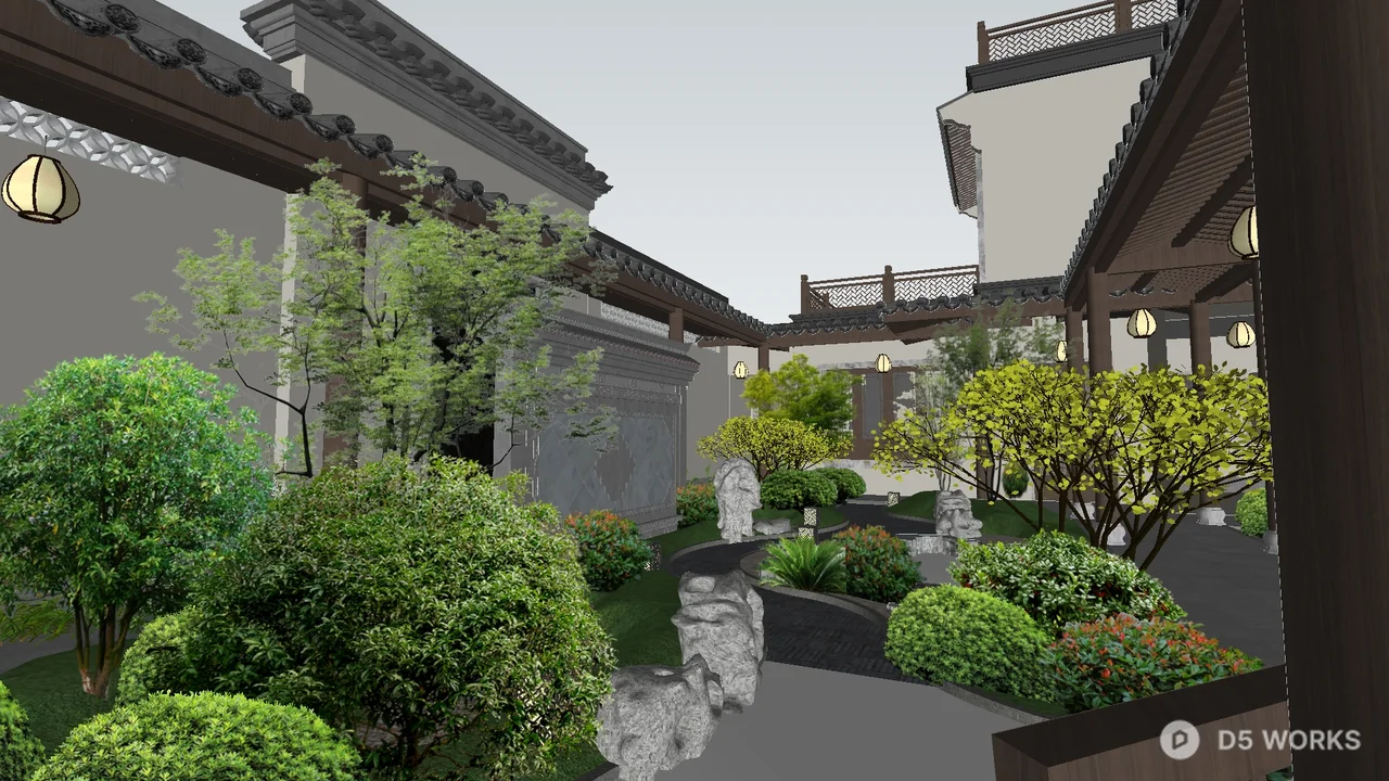 Traditional Chinese Courtyard Garden 3d model thumbnail 2