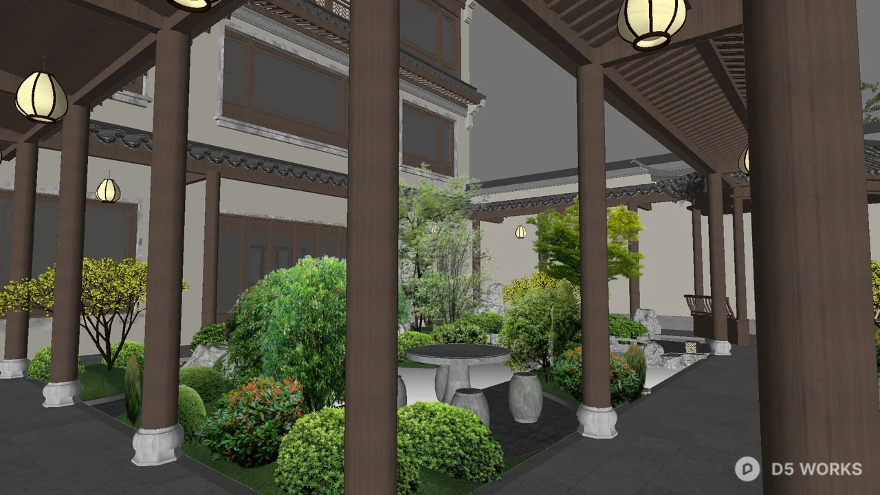 Traditional Chinese Courtyard Garden 3d model thumbnail 3