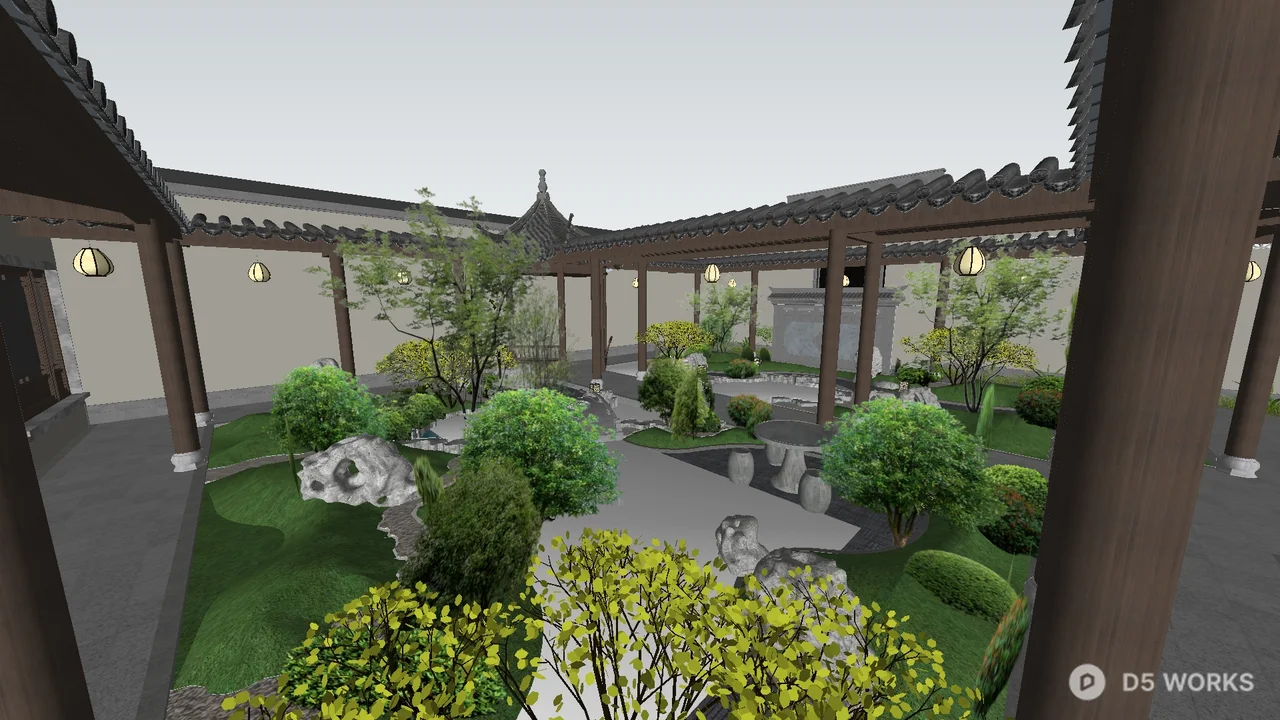 Traditional Chinese Courtyard Garden 3d model thumbnail 4