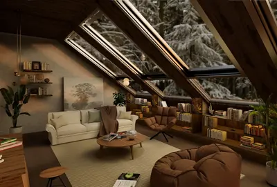 Attic Living Room 3d model