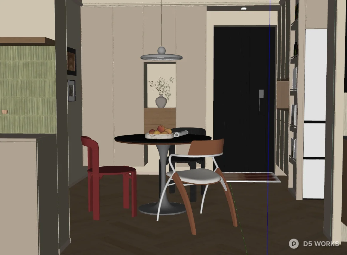 Eclectic Dining Corner With Mixed Chairs 3d model thumbnail 2