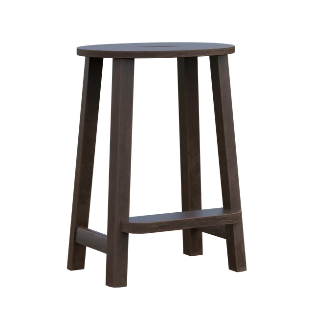 Minimalist Dark Wood Bar Stool 3d model
