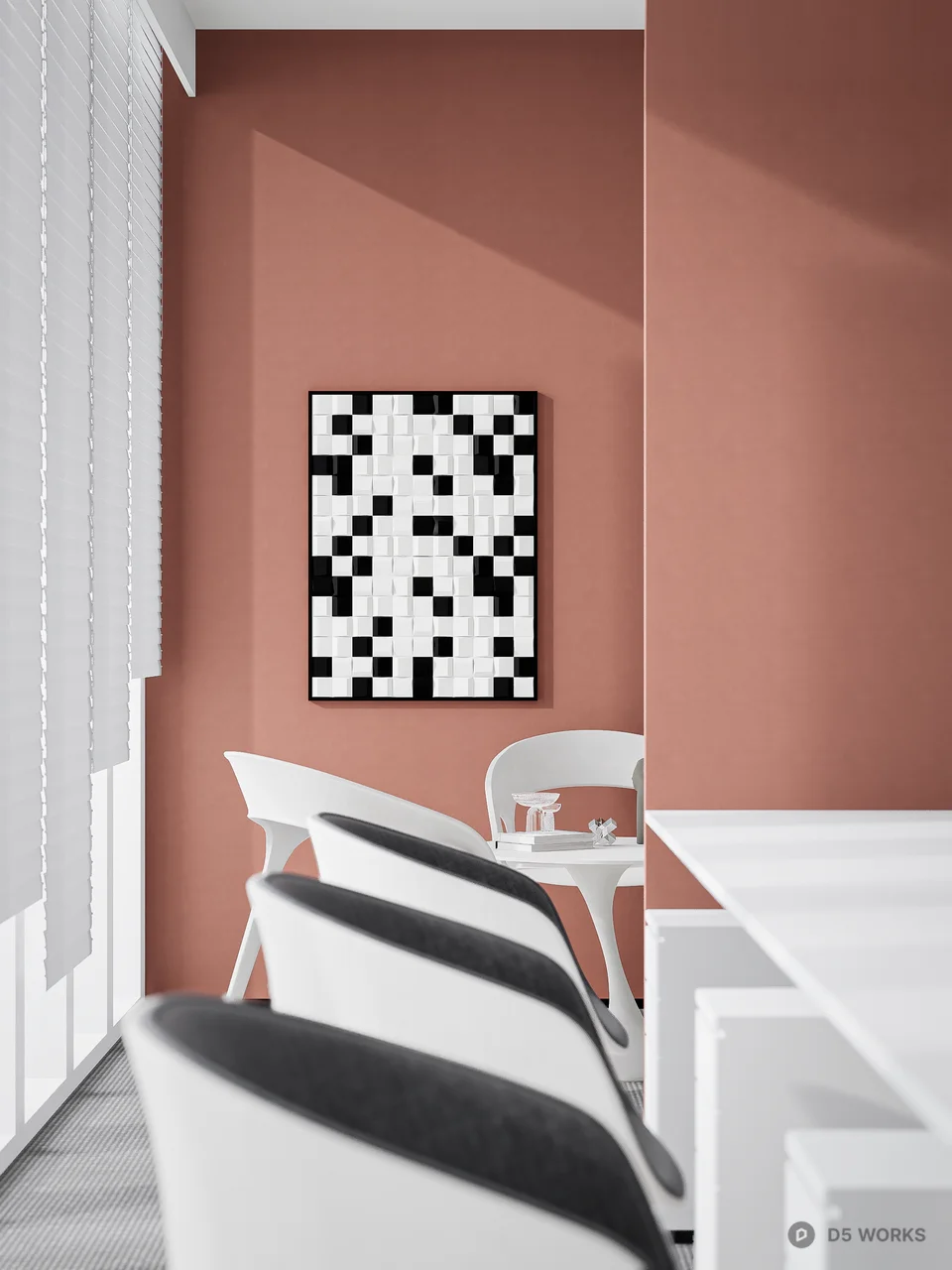 Contemporary Living Dining Space 3d model thumbnail 7
