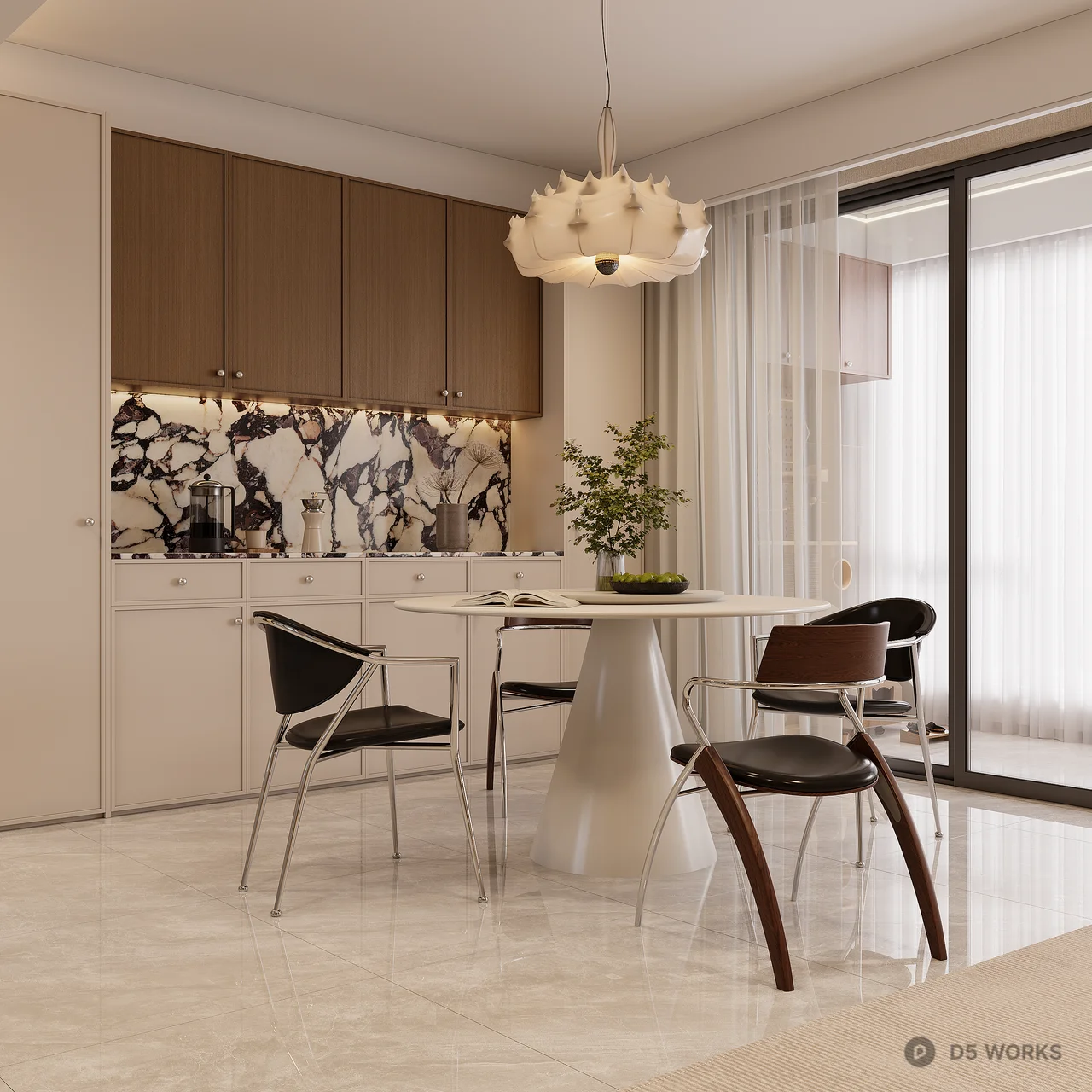 Modern Open Plan Living Dining Space 3d model thumbnail 6