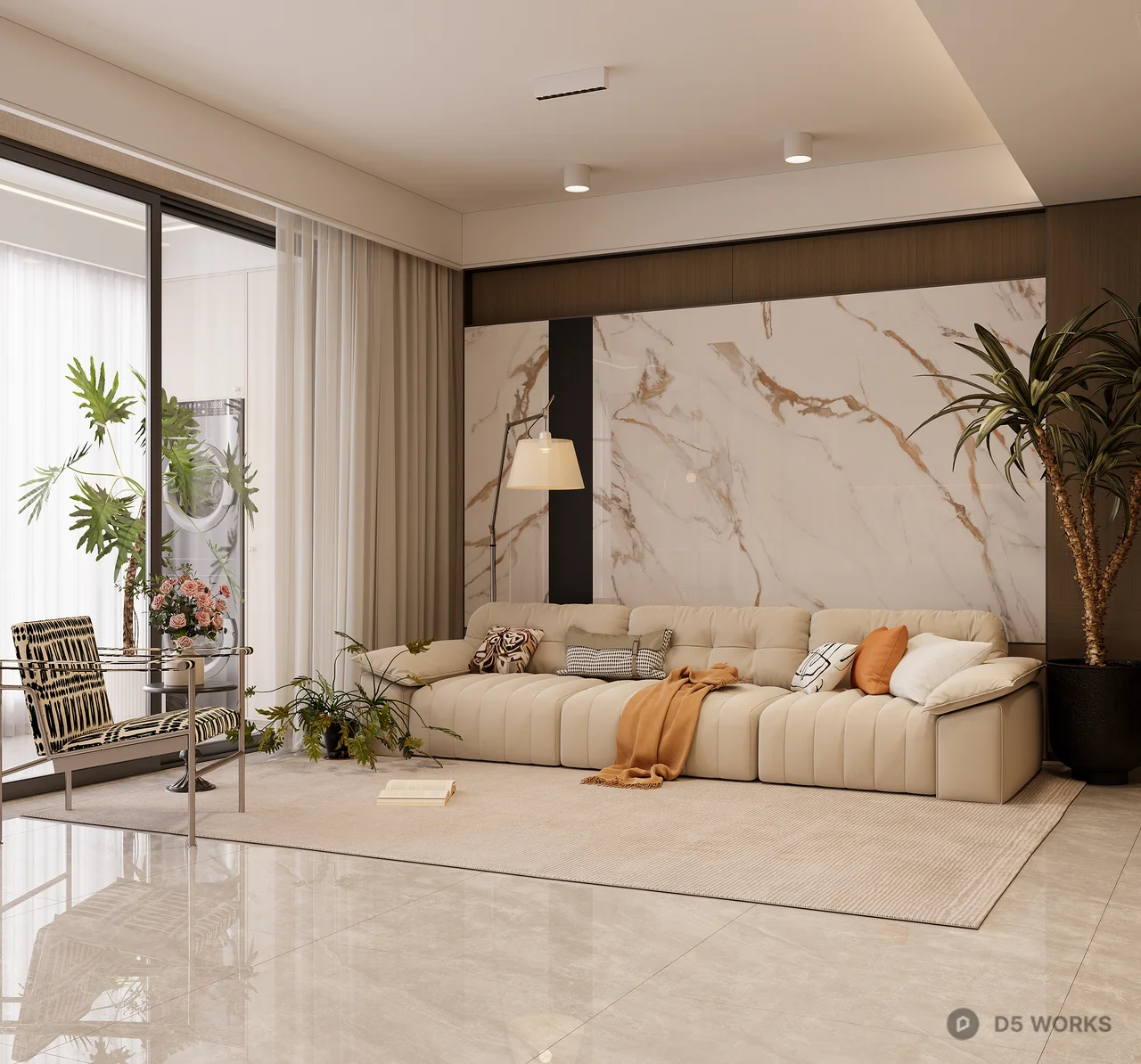 Modern Open Plan Living Dining Space 3d model thumbnail 5