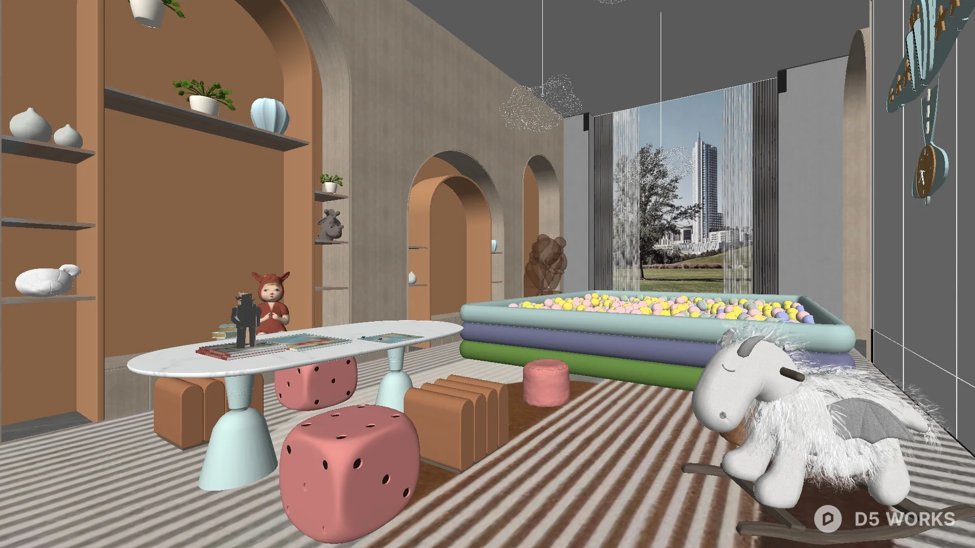 Free Modern Playful Children Room with Soft Furnishings 3D Model .skp