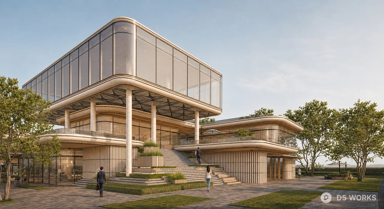 Modern Luxury Commercial Glass Pavilion 3d model thumbnail 3