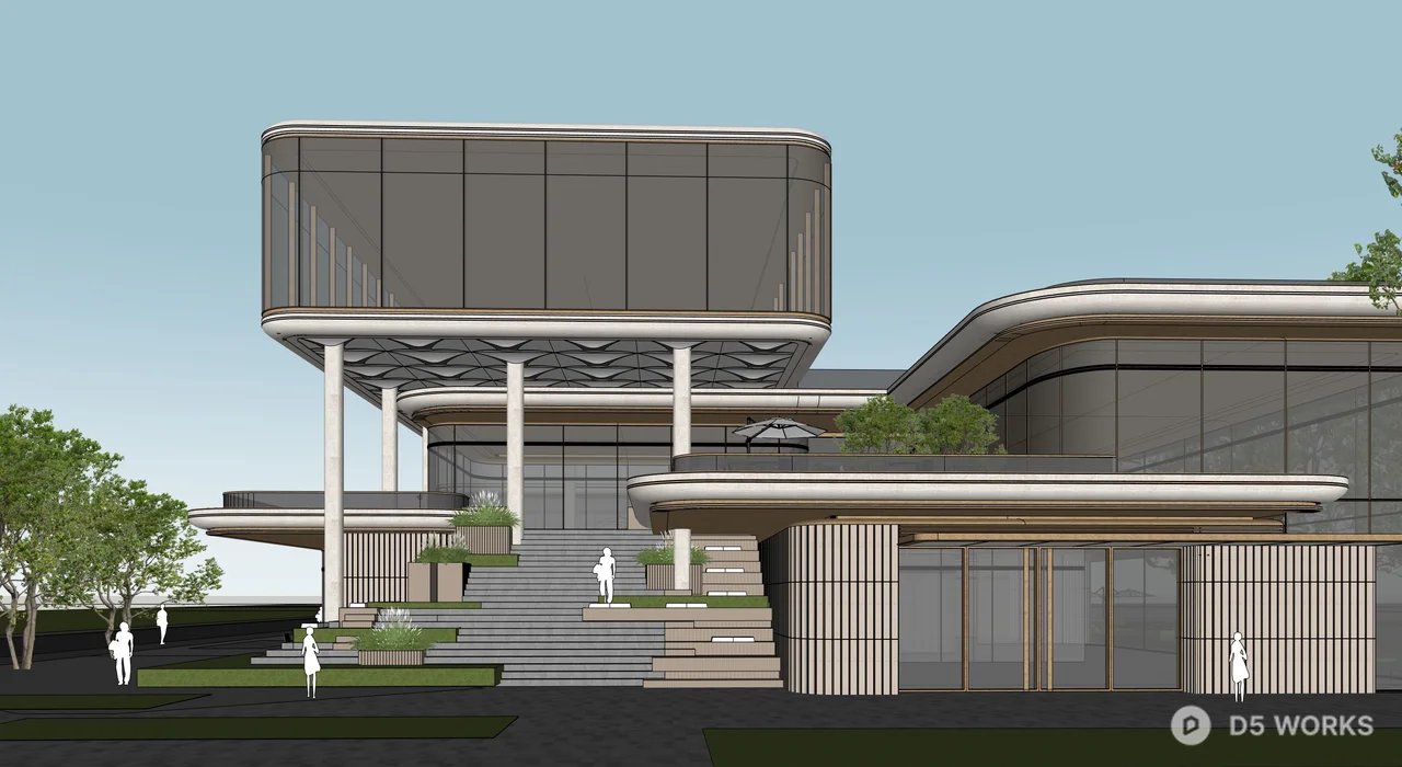 Modern Luxury Commercial Glass Pavilion 3d model thumbnail 8