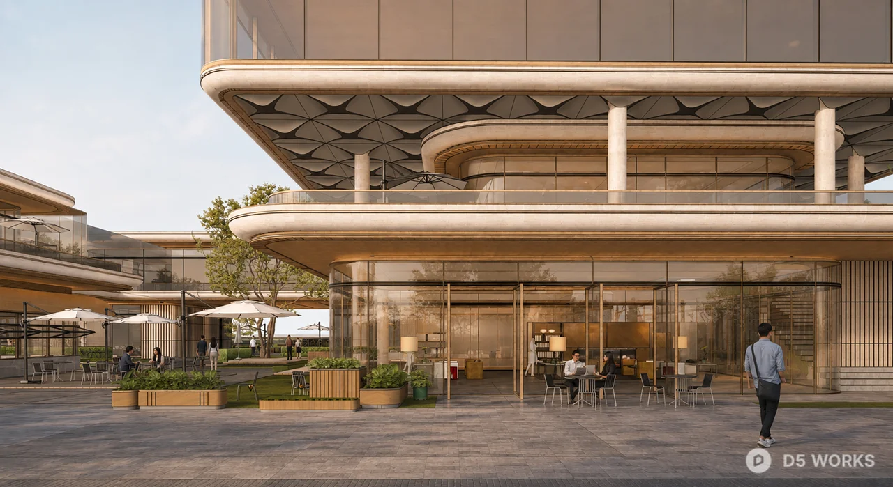 Modern Luxury Commercial Glass Pavilion 3d model thumbnail 7