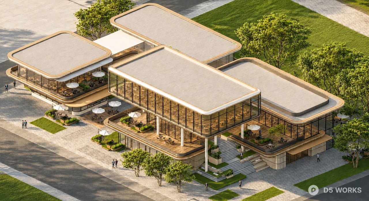 Modern Luxury Commercial Glass Pavilion 3d model thumbnail 2