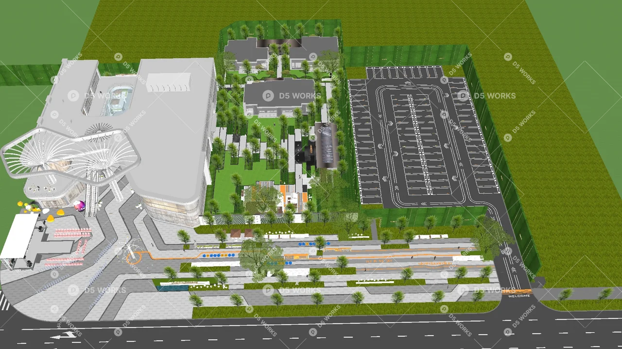 Modern Residential Landscape 3d model thumbnail 2