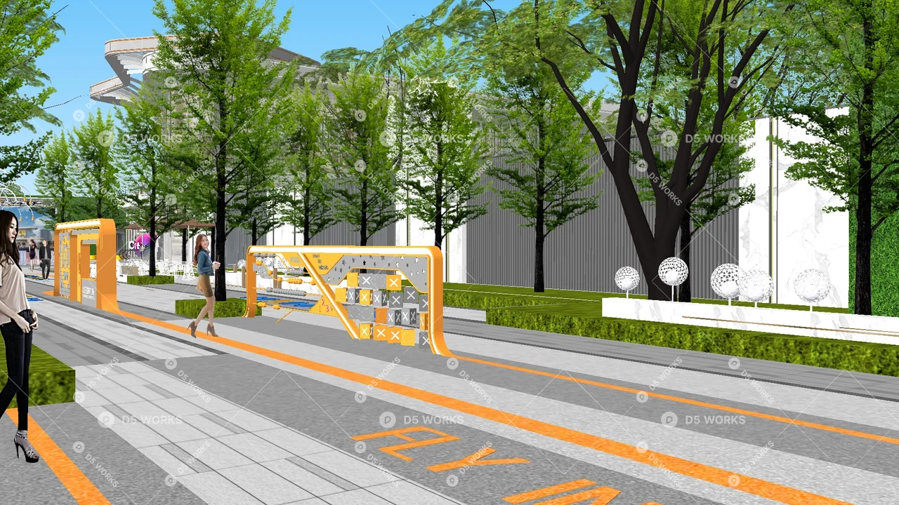 Modern Residential Landscape 3d model thumbnail 4