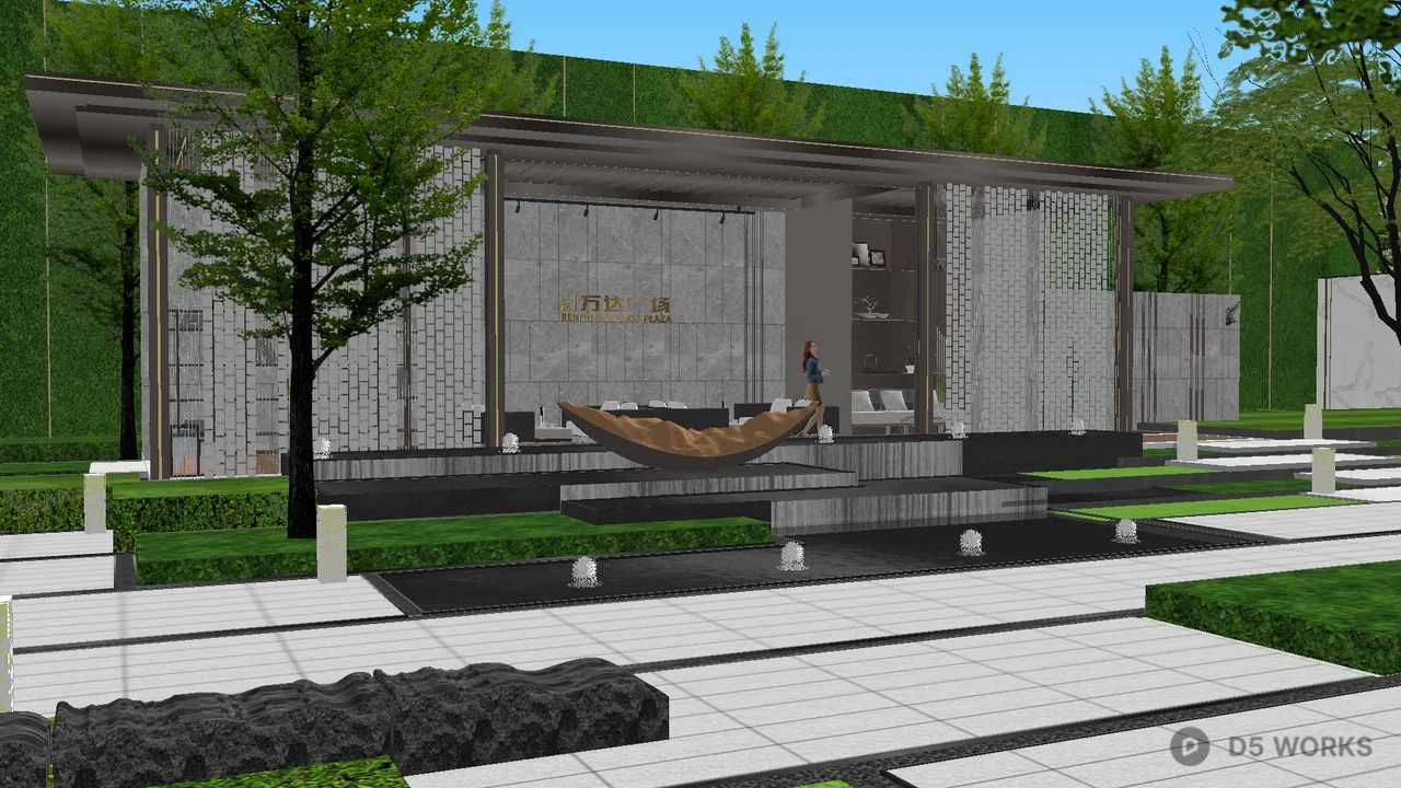 Modern Rooftop Garden Layout 3d model thumbnail 3