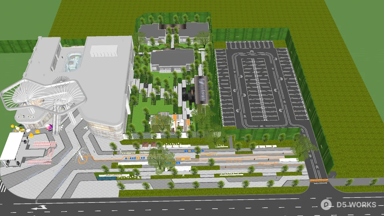 Modern Rooftop Garden Layout 3d model thumbnail 2
