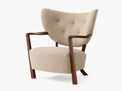 Upholstered Armchair With Wooden Frame 3d model