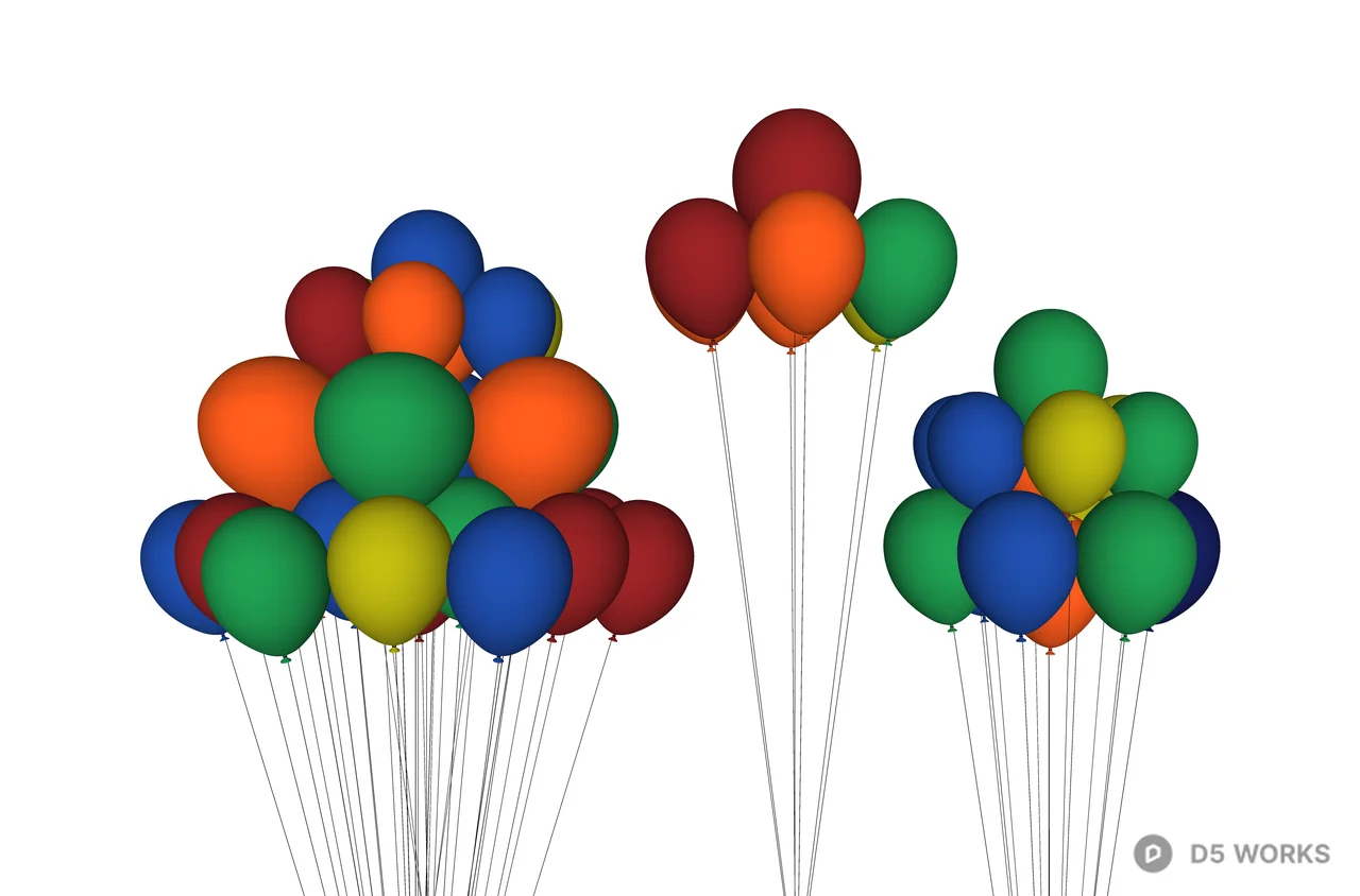 Festive Balloon Cluster 3d model thumbnail 3