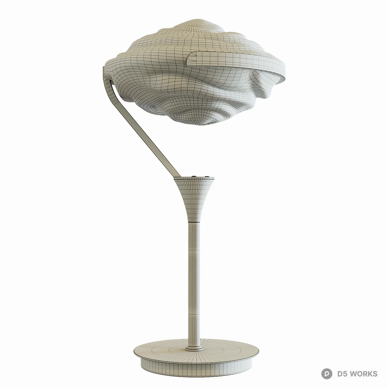 Modern Brass Table Lamp with Rippled Amber Glass 3d model thumbnail 5