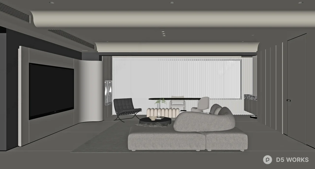 Minimalist Living Room with Neutral Tones 3d model thumbnail 2