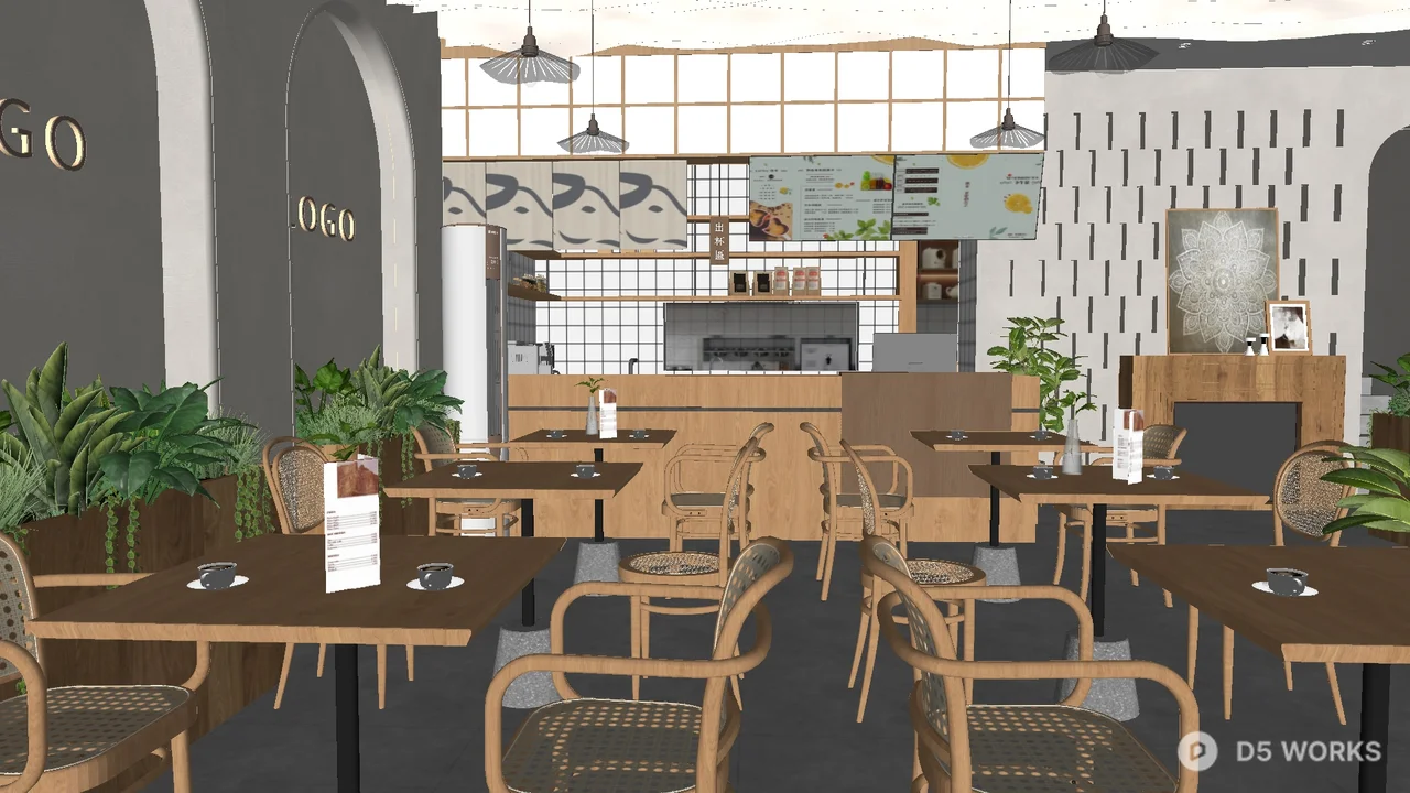 Modern Minimalist Milk Tea Shop Interior 3d model - Image 1