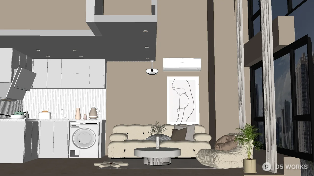 Modern Single Apartment Living Space 3d model - Image 1