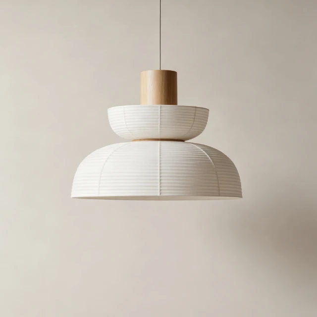Japanese Washi Paper Tiered Pendant Light 3d model