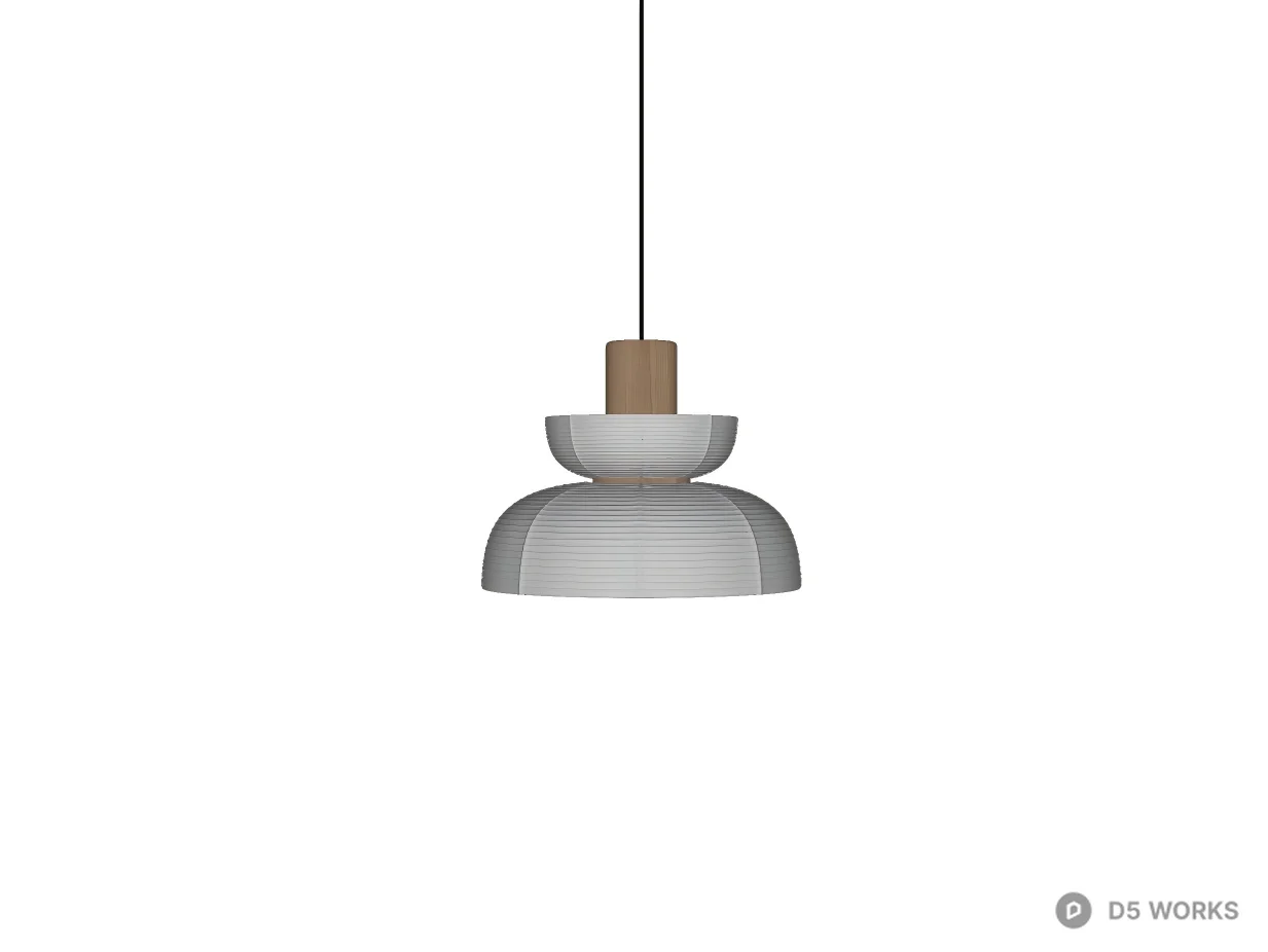Japanese Washi Paper Tiered Pendant Light 3d model thumbnail 2