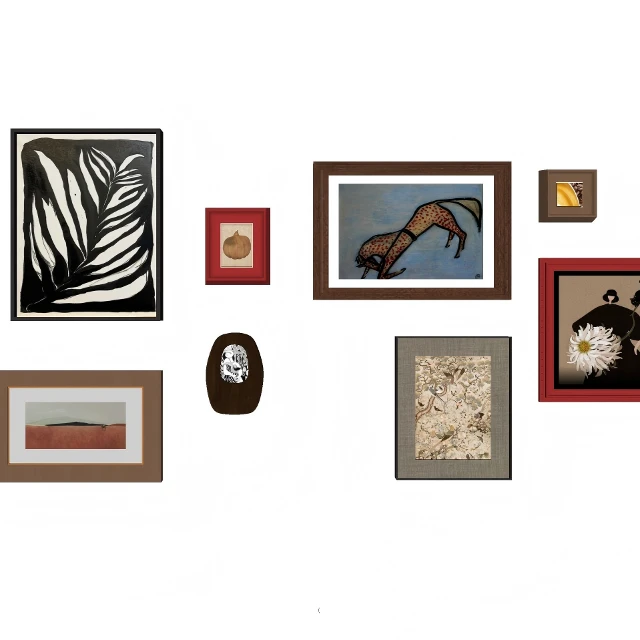 Eclectic Gallery Wall Art Set with Mixed Frames 3d model
