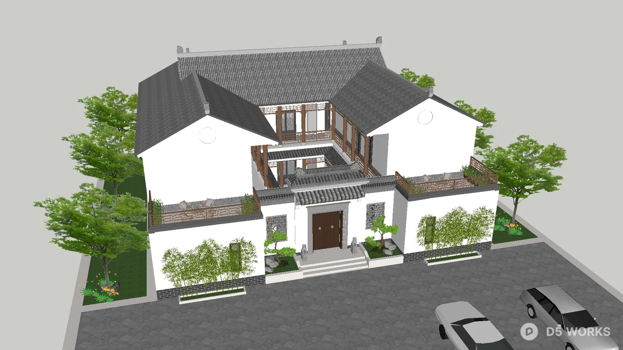 Modern Courtyard Villa 3d model thumbnail 2
