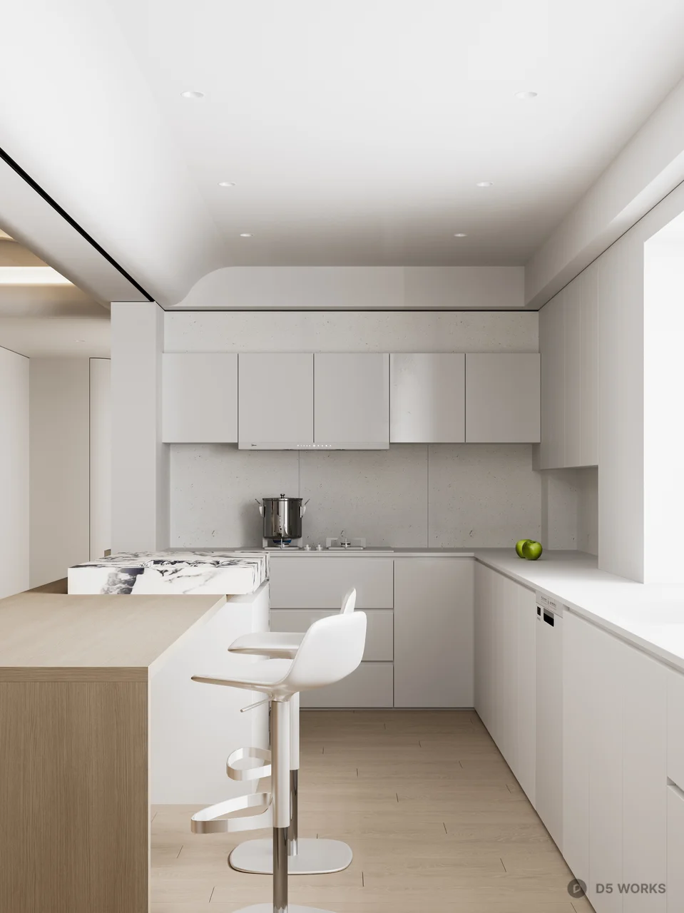 Minimalist Open Plan Dining Living Space 3d model thumbnail 5