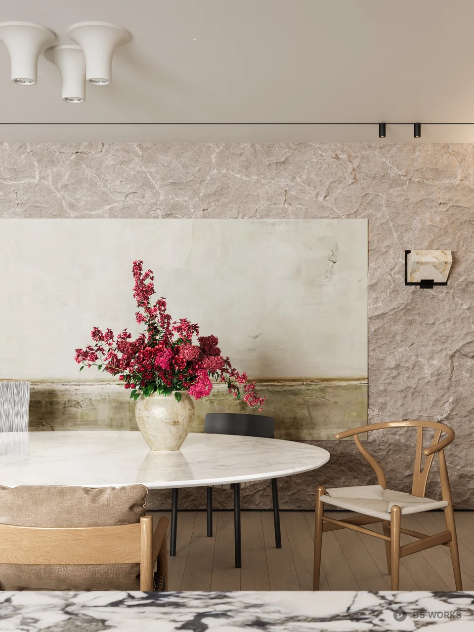 Minimalist Open Plan Dining Living Space 3d model thumbnail 10