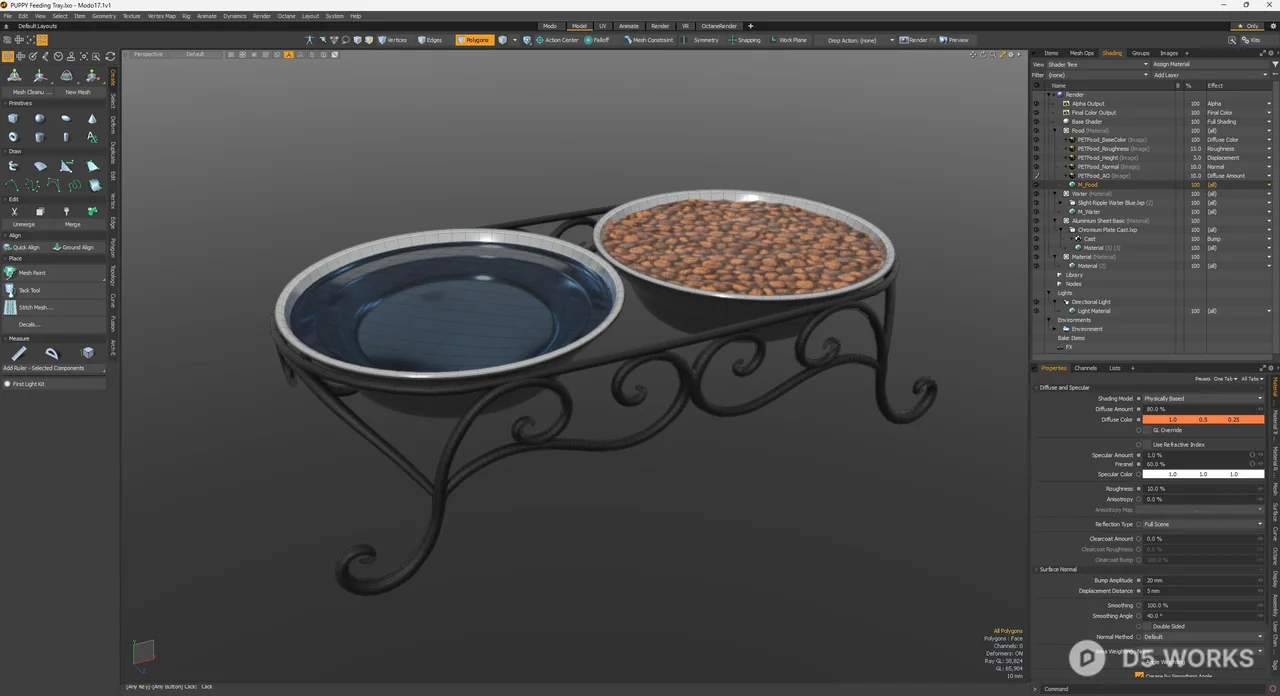 Ornate Metal Pet Feeding Station With Dual Bowls 3d model thumbnail 9