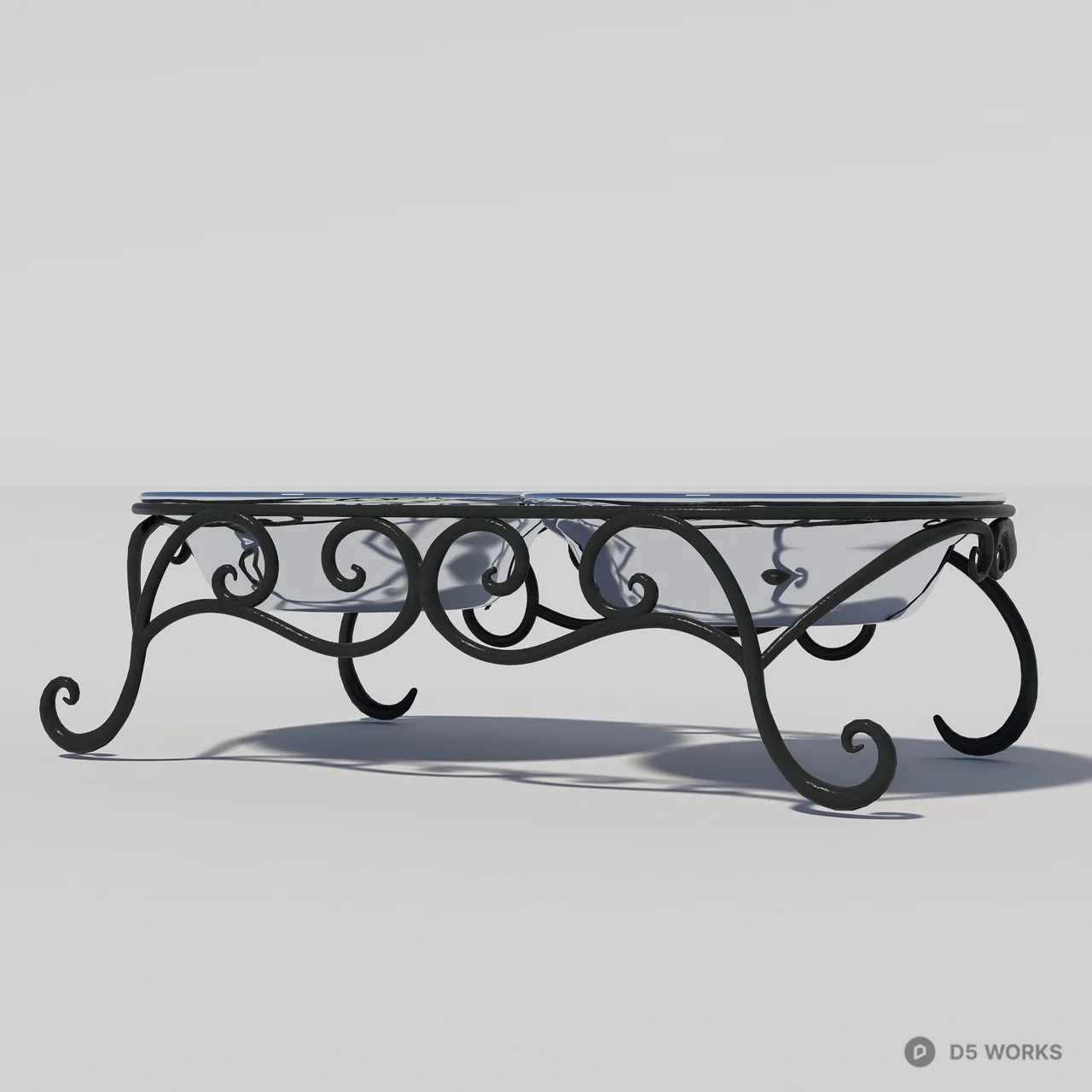 Ornate Metal Pet Feeding Station With Dual Bowls 3d model thumbnail 2