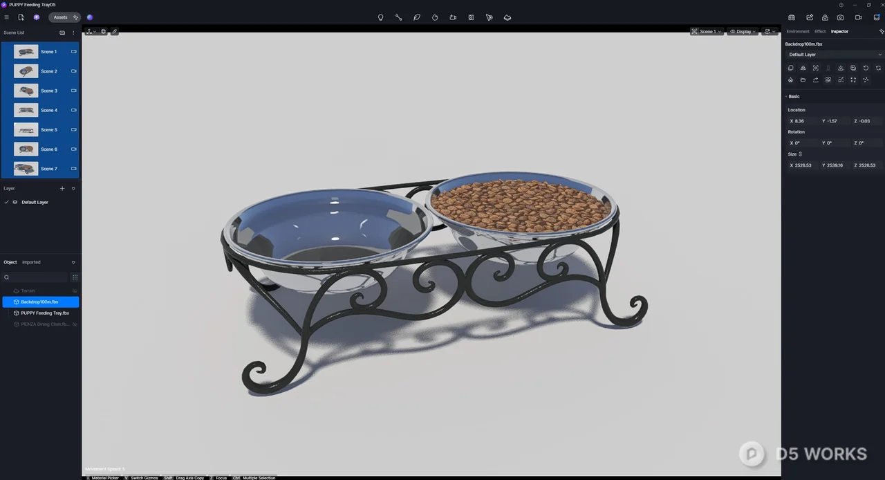 Ornate Metal Pet Feeding Station With Dual Bowls 3d model thumbnail 8
