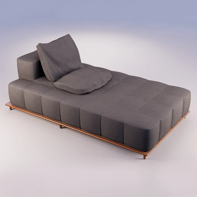Modern Tufted Fabric Bed Lounge 3d model