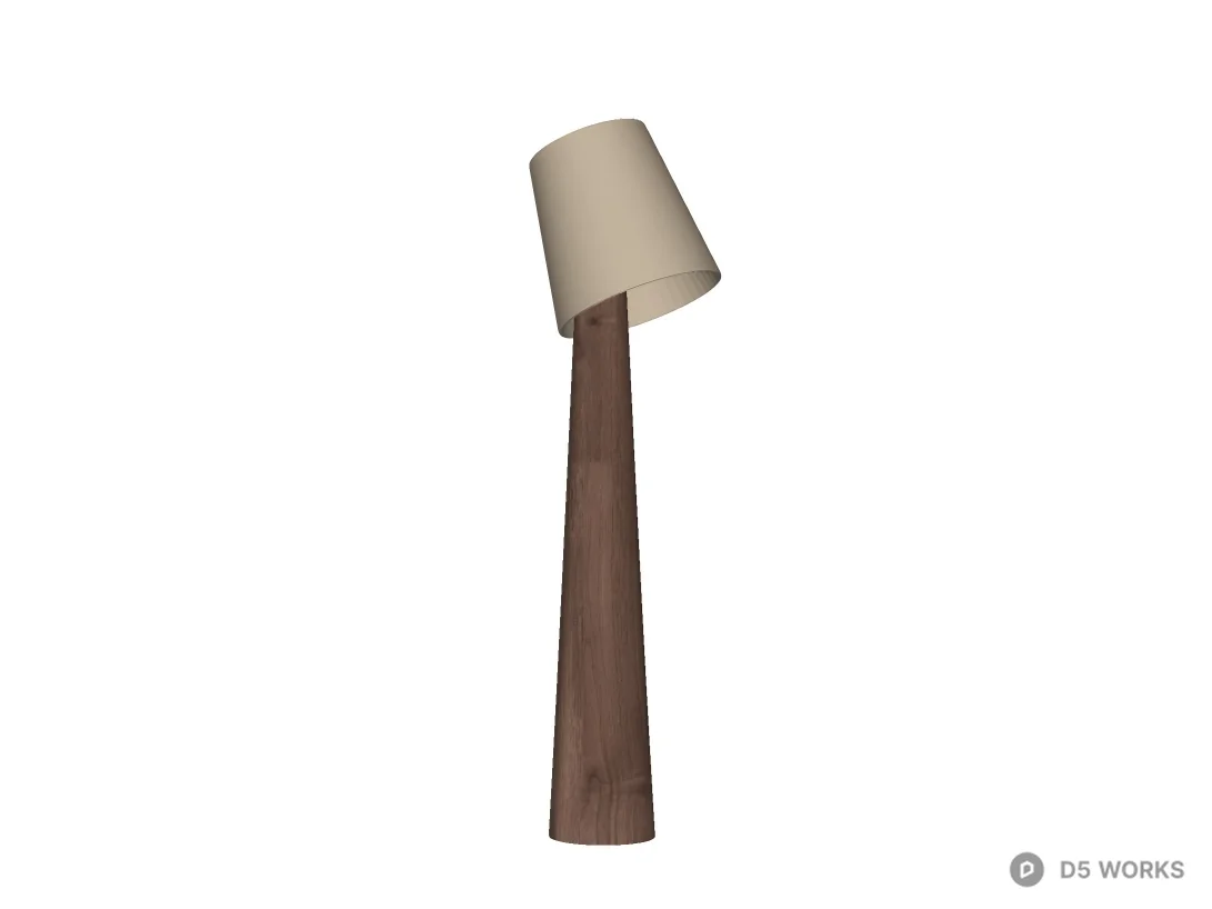 Rustic Log Base Floor Lamp with Tapered Shade 3d model thumbnail 2
