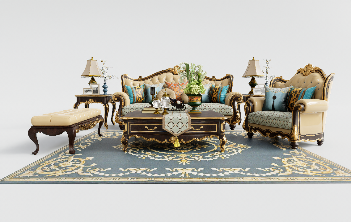 Transitional Sofa & Side Table Set