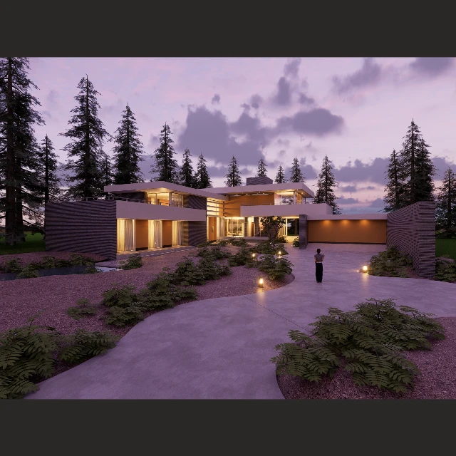 Modern Forest Villa Architectural 3d model