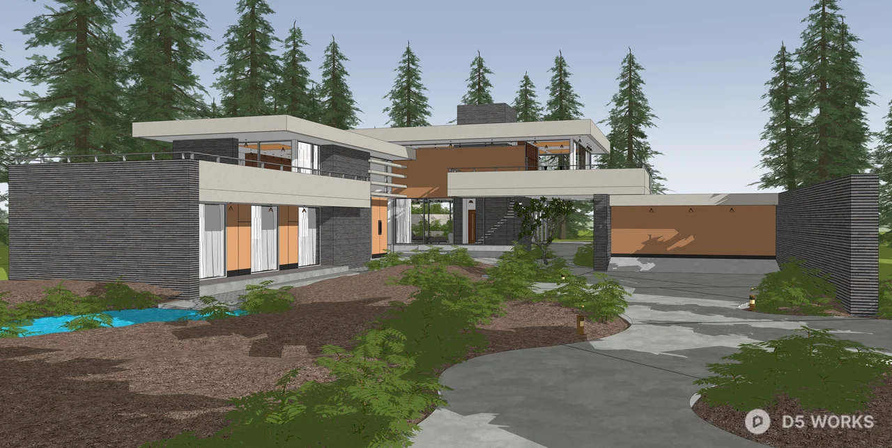 Modern Forest Villa Architectural 3d model thumbnail 2