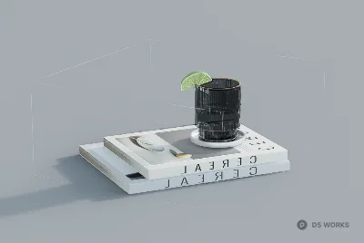 Minimalist Book With Camera Lens And Lime Slice 3d model - Image 1