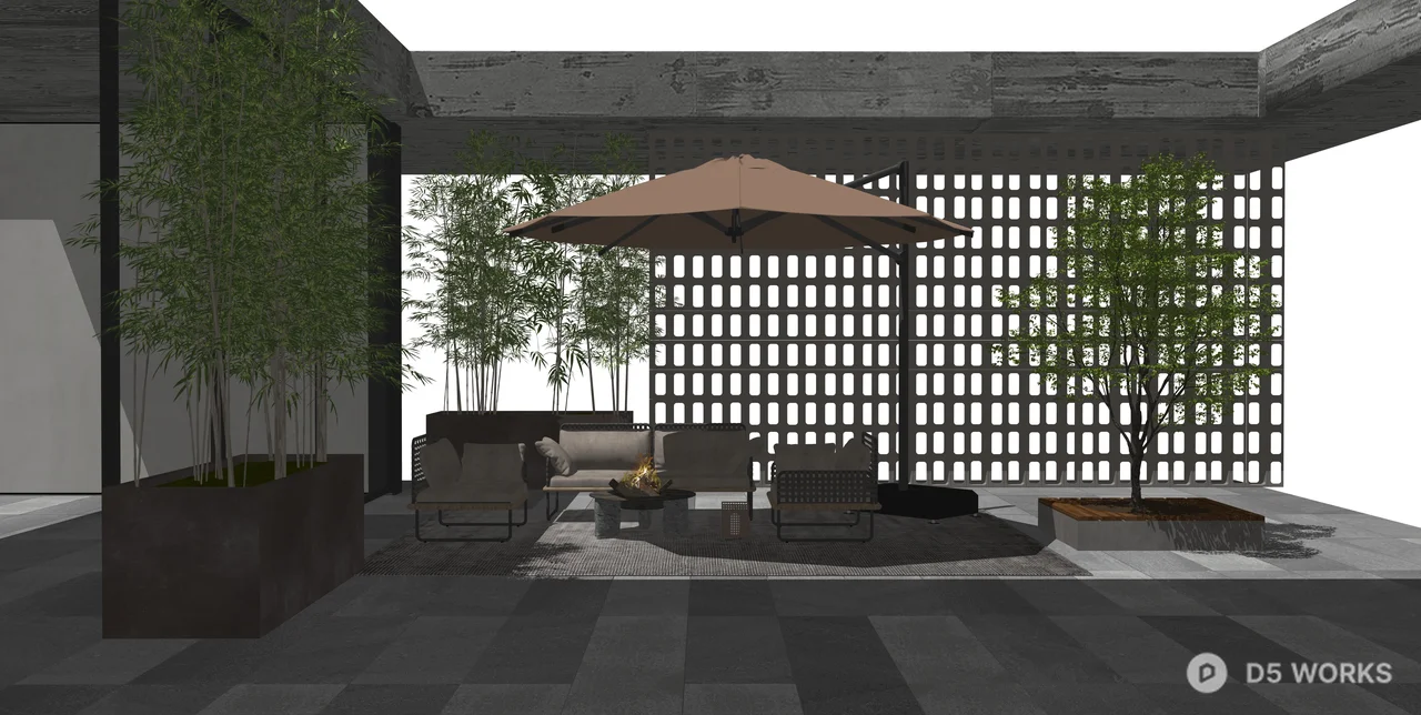 Modern Zen Outdoor Patio Lounge Set 3d model thumbnail 2