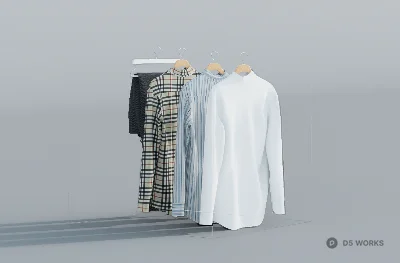 Hanging Clothes Display 3d model - Image 1