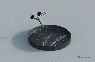 Marble Round Basin With Faucet 3d model - Image 1