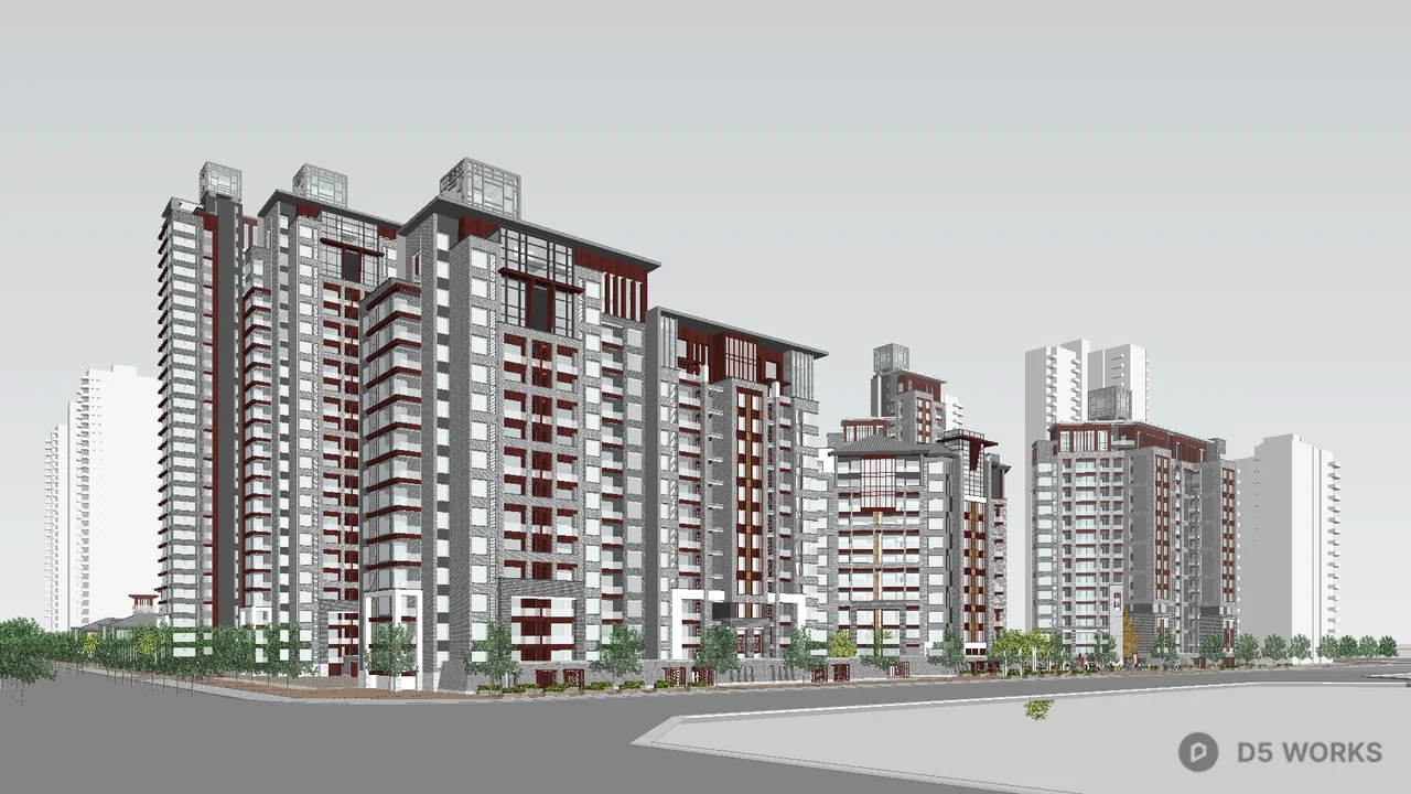 D5 High Rise Render Free High Rise Residential Complex 3D Model .skp
