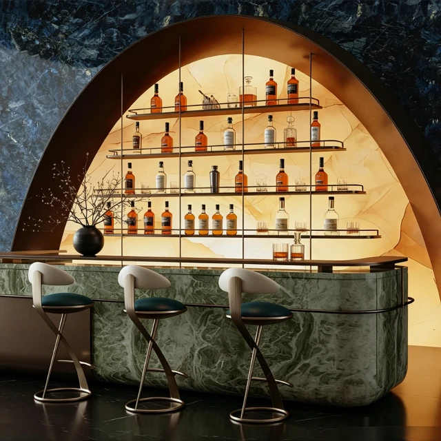 Luxury Arched Marble Bar with Backlit Onyx Display 3d model