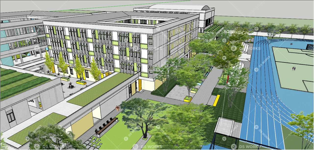 School Building 3d model thumbnail 2