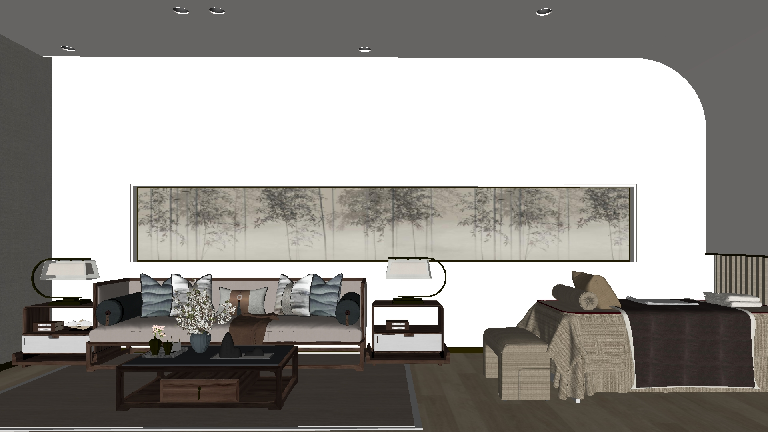 Chinese Sofa & Side Table Set